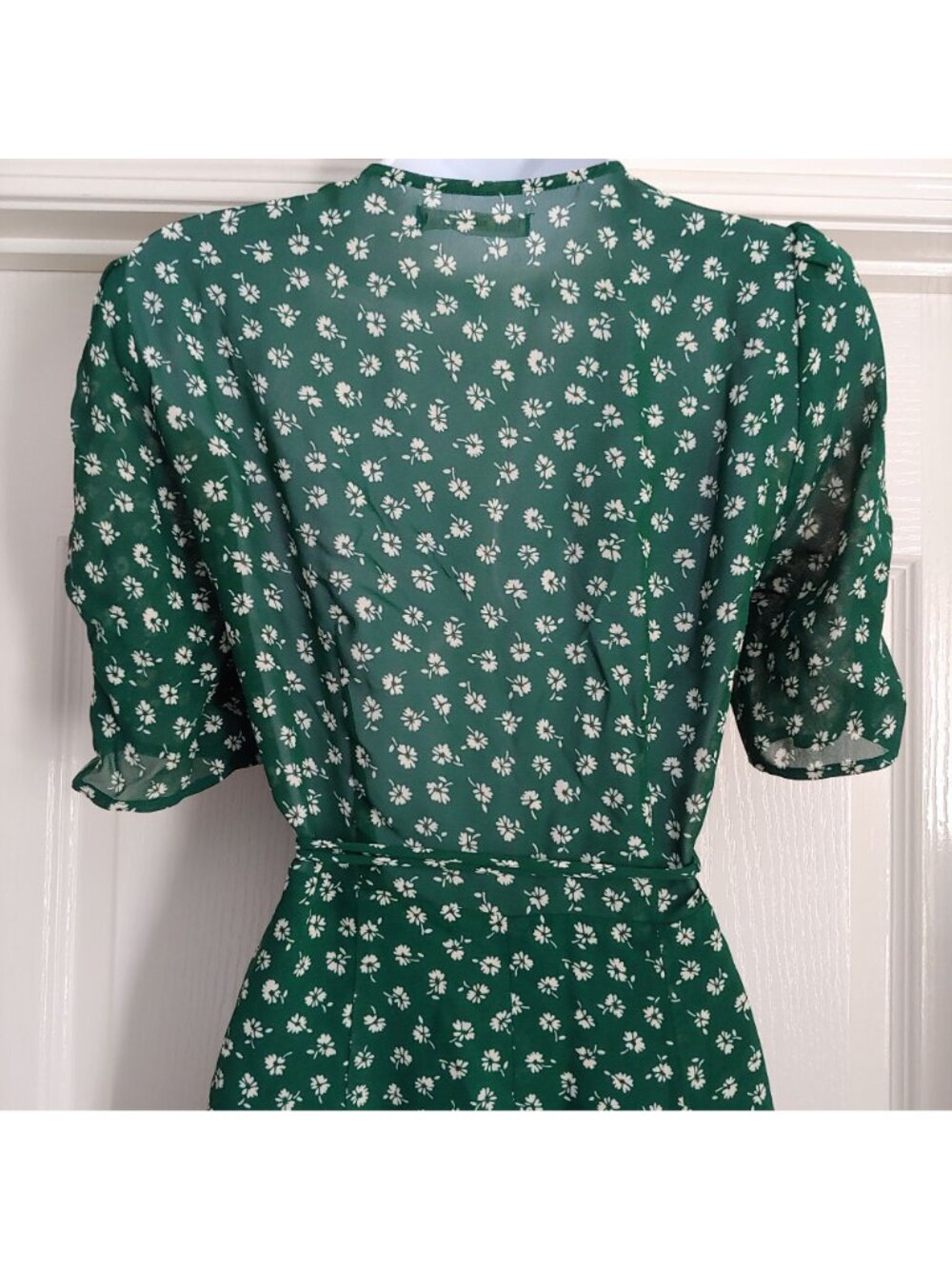 Reformation Green Floral Wrap Mini Dress Cottagecore Romantic Boho Date Night - Picture 6 of 9
